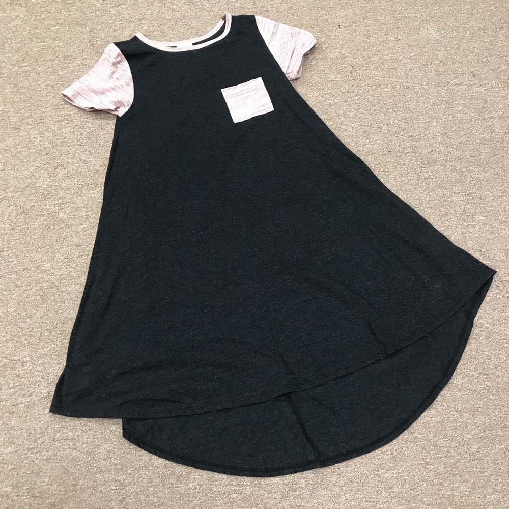 64) LuLaRoe Carley Swing Dress black/salmon color